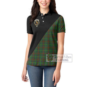 MacKintosh Hunting Tartan Women's Polo Shirt with Family Crest and Military Logo Style