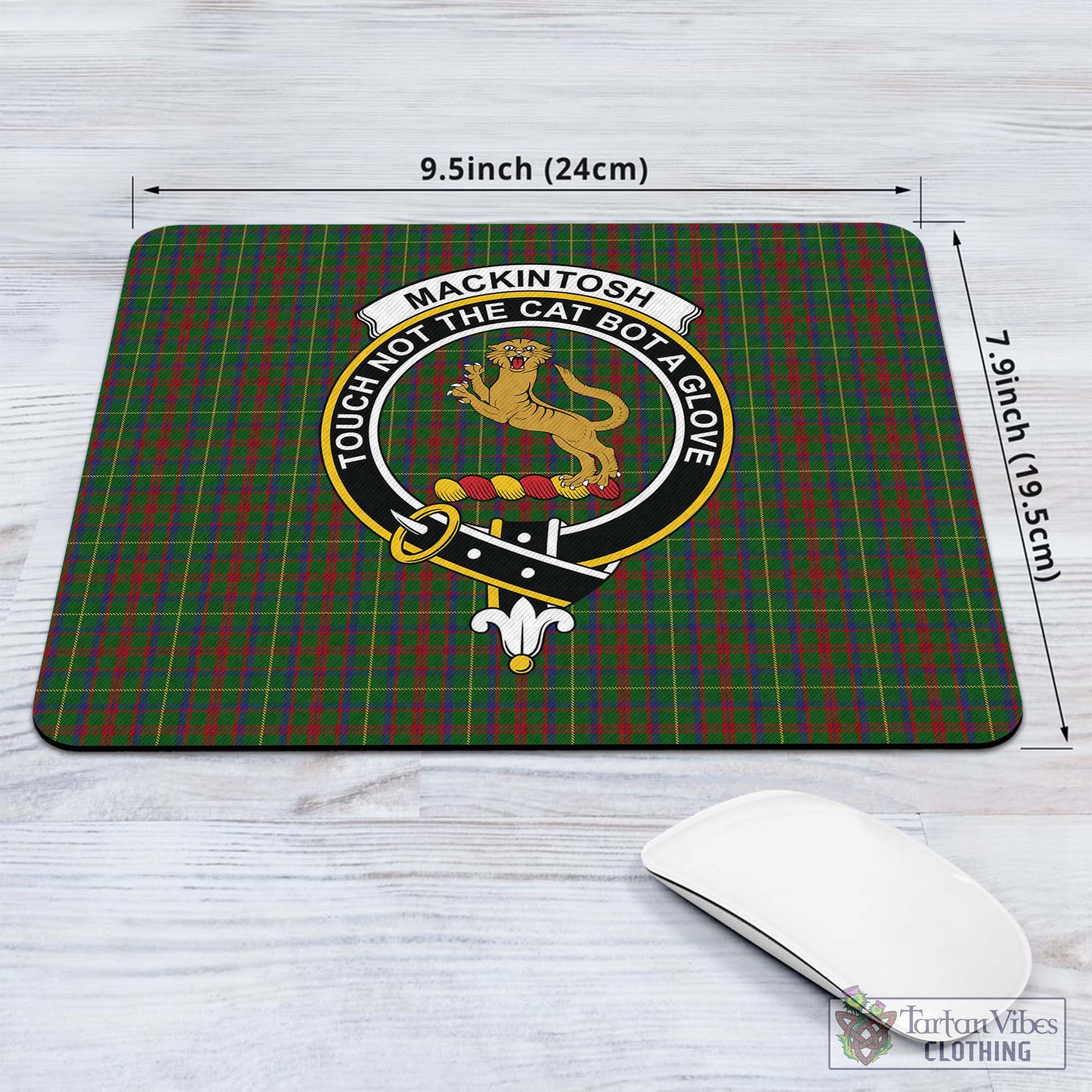 Tartan Vibes Clothing MacKintosh Hunting Tartan Mouse Pad with Family Crest