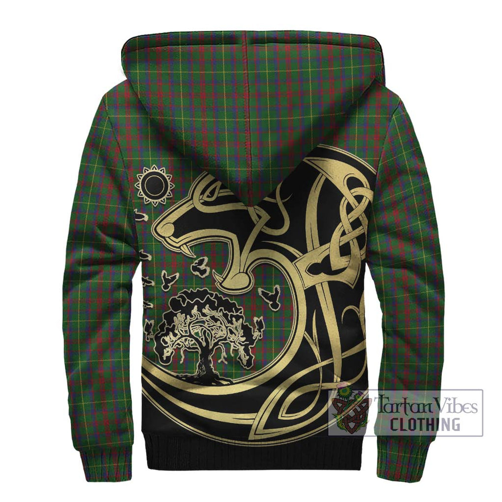 MacKintosh Hunting Tartan Sherpa Hoodie with Family Crest Celtic Wolf Style - Tartan Vibes Clothing