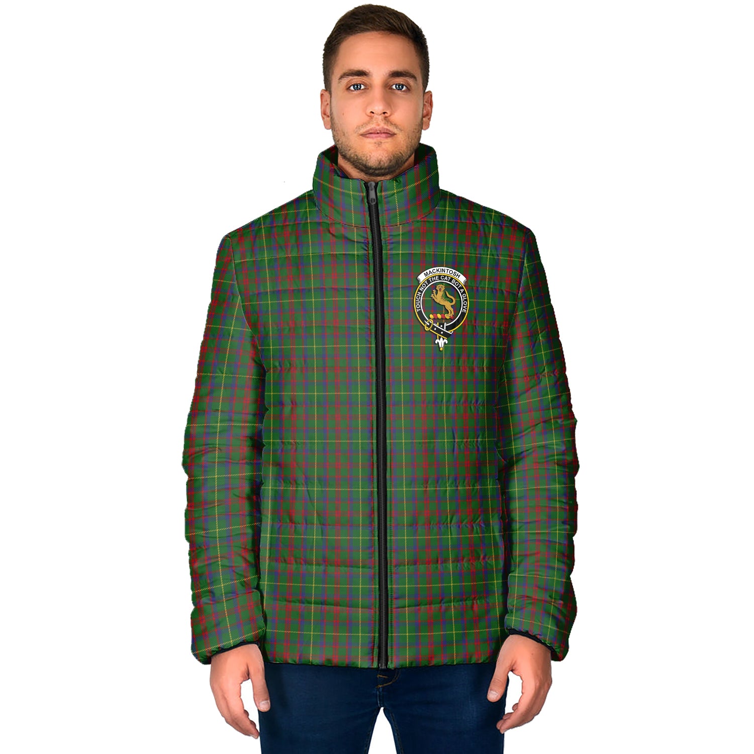 MacKintosh Hunting Tartan Padded Jacket with Family Crest - Tartan Vibes Clothing