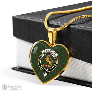 MacKintosh Hunting Tartan Heart Necklace with Family Crest