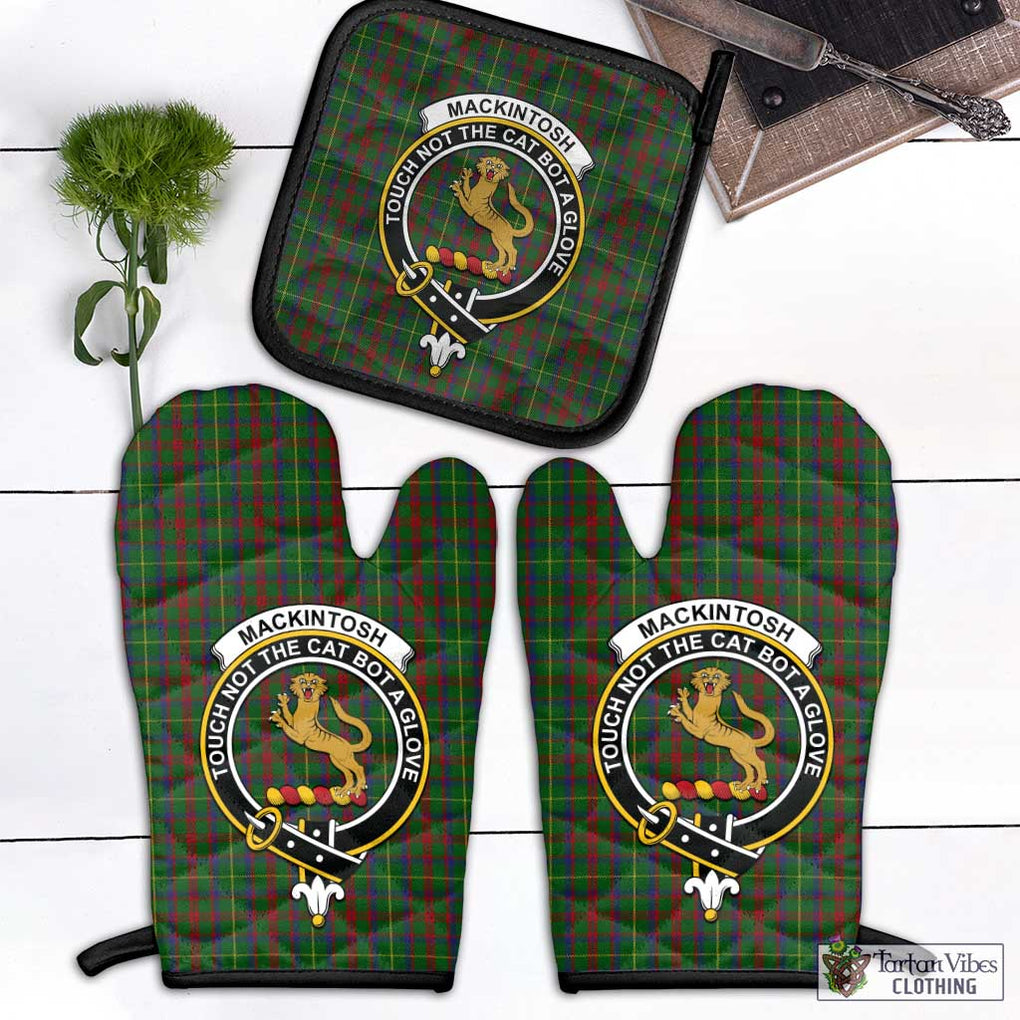 MacKintosh Hunting Tartan Combo Oven Mitt & Pot-Holder with Family Crest Combo 1 Oven Mitt & 1 Pot-Holder Black - Tartan Vibes Clothing