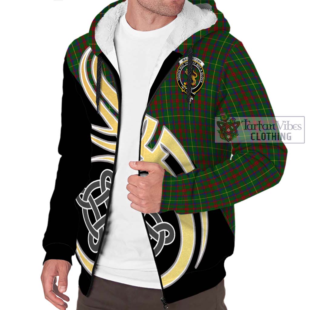 MacKintosh Hunting Tartan Sherpa Hoodie with Family Crest and Celtic Symbol Style - Tartan Vibes Clothing