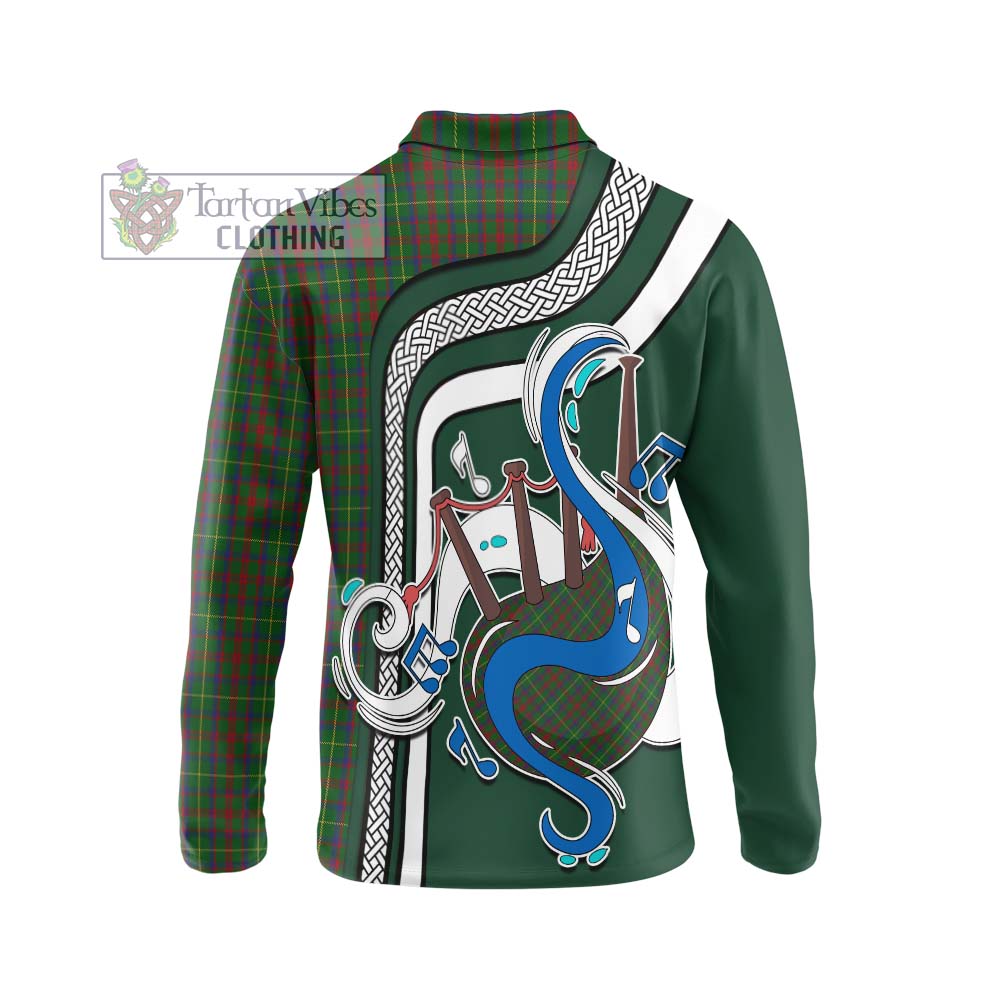 Tartan Vibes Clothing MacKintosh Hunting Tartan Long Sleeve Polo Shirt with Epic Bagpipe Style