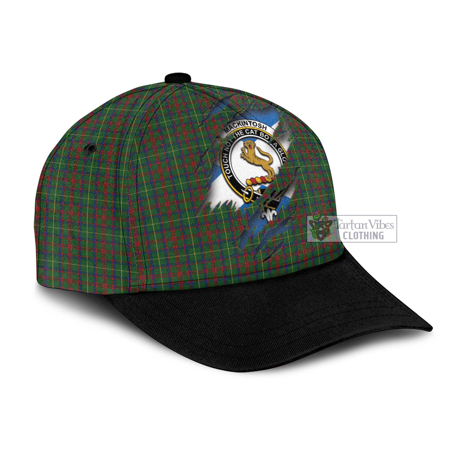 Tartan Vibes Clothing MacKintosh Hunting Tartan Classic Cap with Family Crest In Me Style