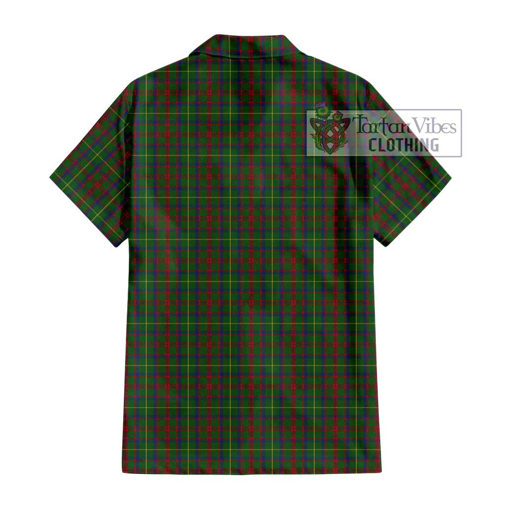 MacKintosh Hunting Tartan Short Sleeve Button Shirt with Family Crest DNA In Me Style - Tartanvibesclothing Shop