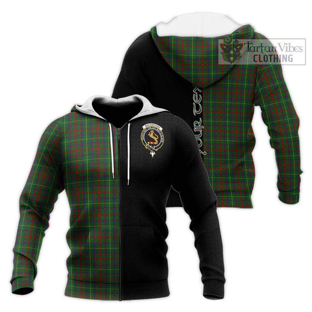 MacKintosh Hunting Tartan Knitted Hoodie with Family Crest and Half Of Me Style Unisex Knitted Zip Hoodie - Tartanvibesclothing Shop