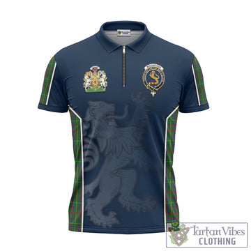 MacKintosh Hunting Tartan Zipper Polo Shirt with Family Crest and Lion Rampant Vibes Sport Style