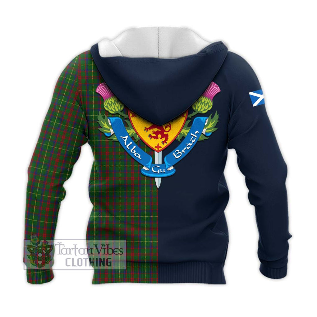 Tartan Vibes Clothing MacKintosh Hunting Tartan Knitted Hoodie with Scottish Lion Royal Arm Half Style