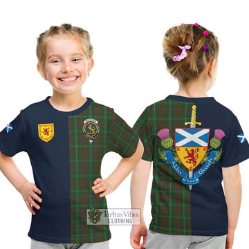 MacKintosh Hunting Tartan Kid T-Shirt Alba with Scottish Lion Royal Arm Half Style