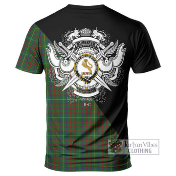 MacKintosh Hunting Tartan T-Shirt with Family Crest and Military Logo Style