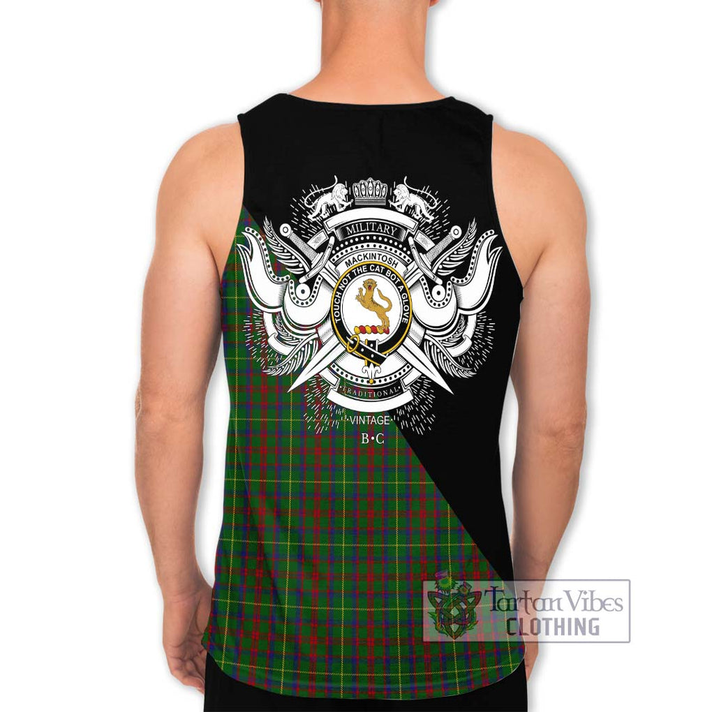 MacKintosh Hunting Tartan Men's Tank Top with Family Crest and Military Logo Style - Tartanvibesclothing Shop