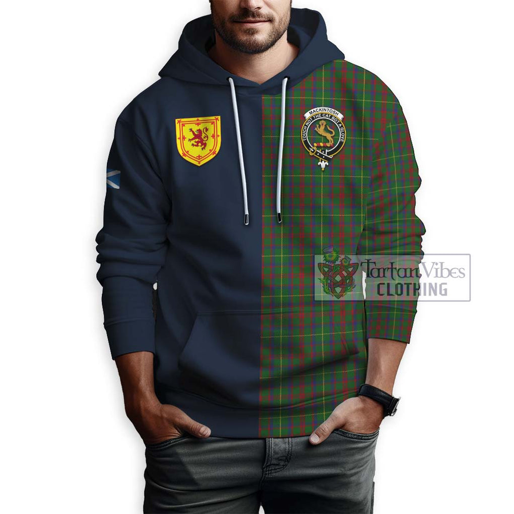 Tartan Vibes Clothing MacKintosh Hunting Tartan Hoodie with Scottish Lion Royal Arm Half Style