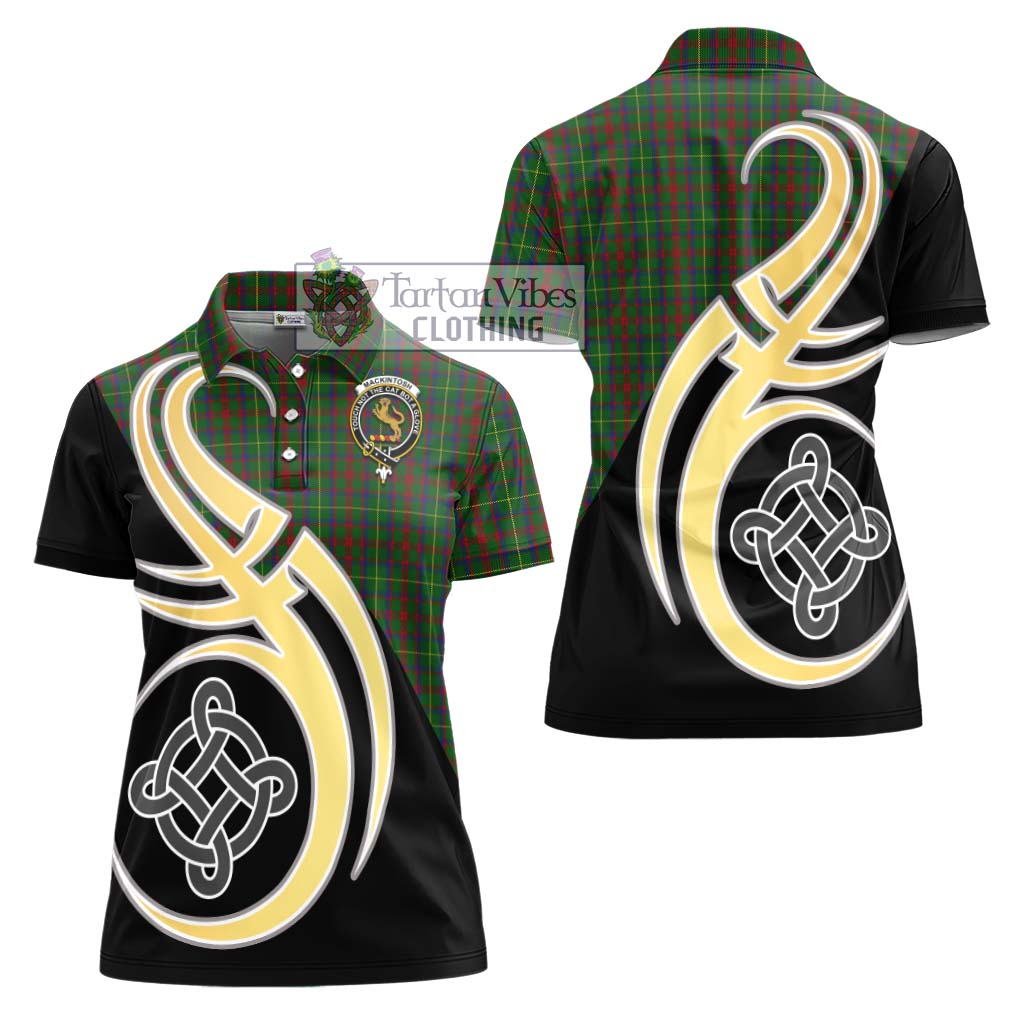 MacKintosh Hunting Tartan Women's Polo Shirt with Family Crest and Celtic Symbol Style - Tartan Vibes Clothing