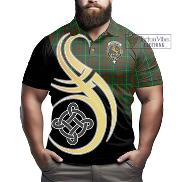 MacKintosh Hunting Tartan Polo Shirt with Family Crest and Celtic Symbol Style