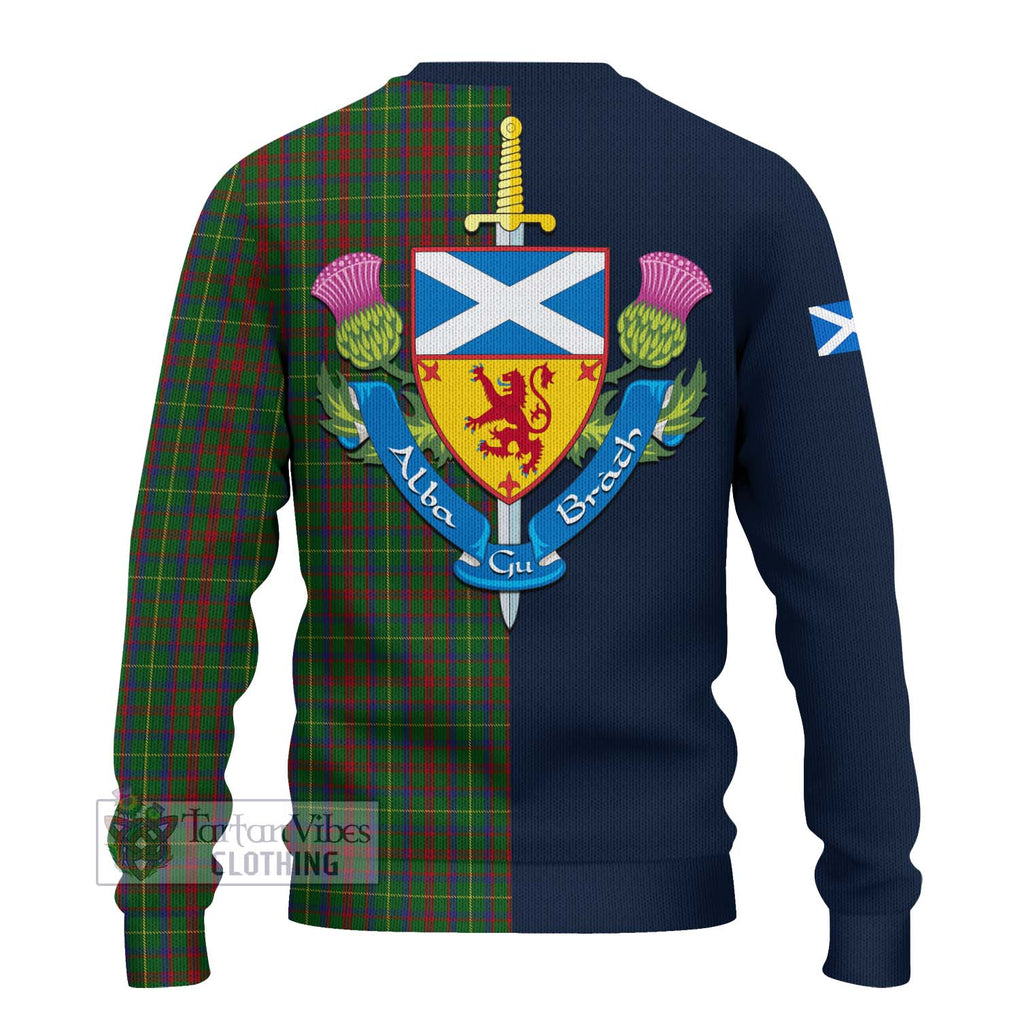 Tartan Vibes Clothing MacKintosh Hunting Tartan Knitted Sweater with Scottish Lion Royal Arm Half Style