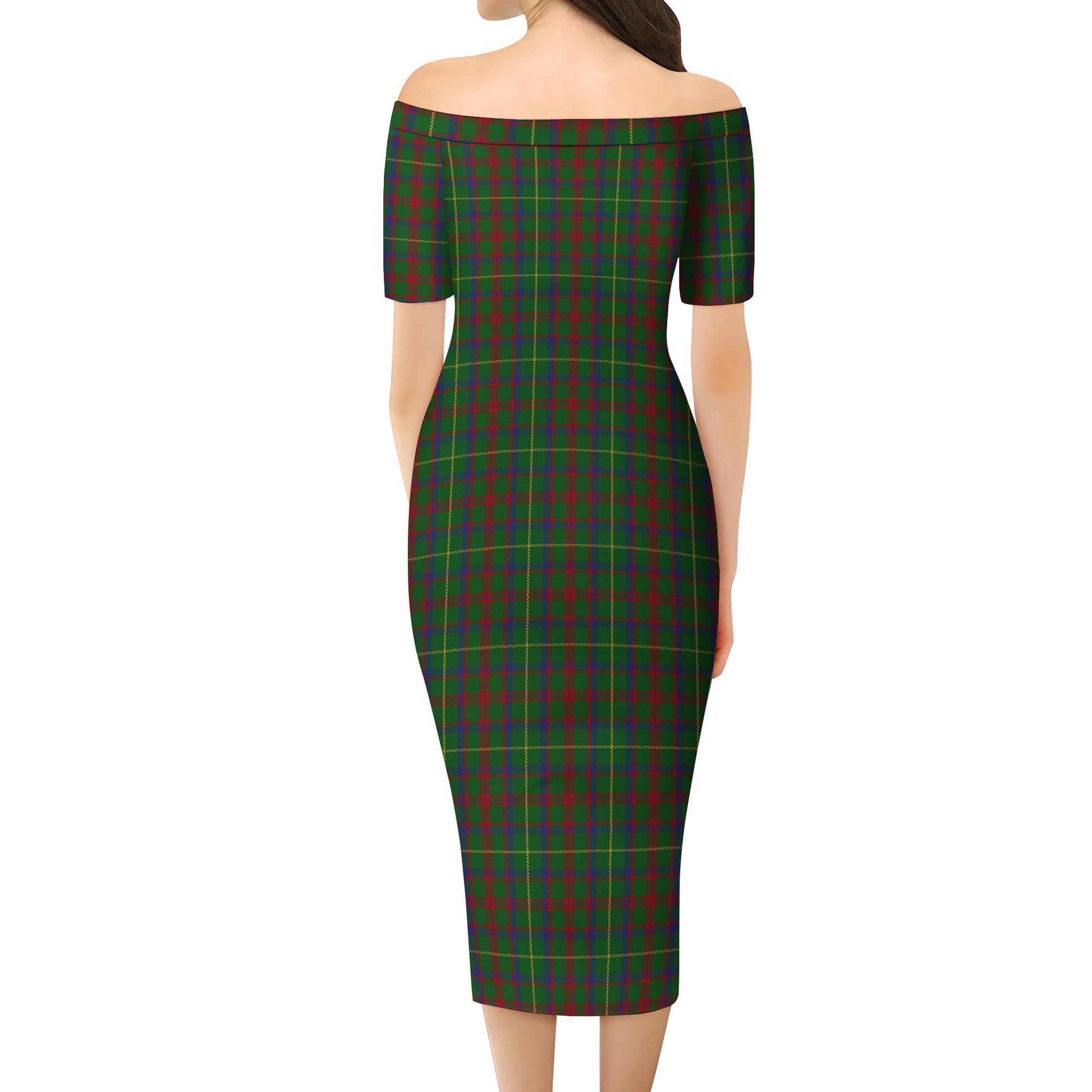 MacKintosh Hunting Tartan Off Shoulder Lady Dress - Tartanvibesclothing