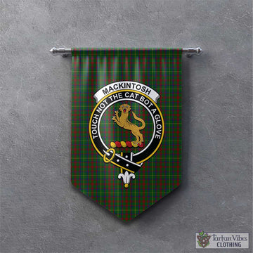 MacKintosh Hunting Tartan Gonfalon, Tartan Banner with Family Crest