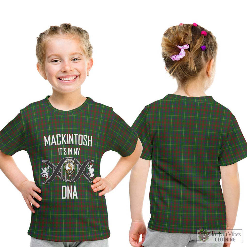 MacKintosh Hunting Tartan Kid T-Shirt with Family Crest DNA In Me Style - Tartanvibesclothing Shop