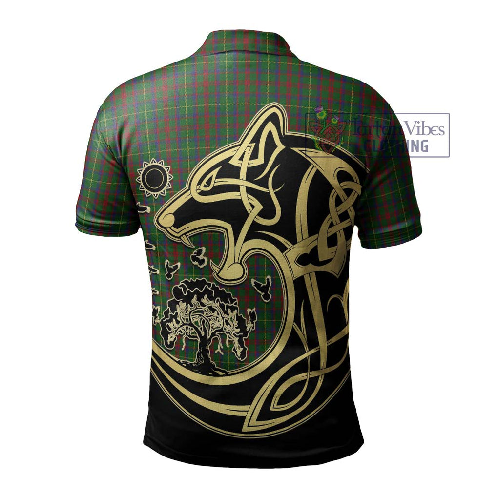 MacKintosh Hunting Tartan Polo Shirt with Family Crest Celtic Wolf Style - Tartanvibesclothing Shop