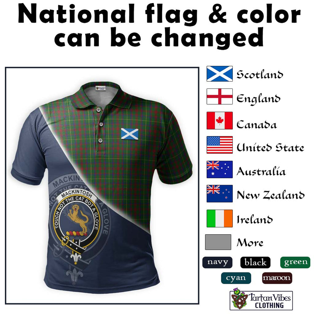 MacKintosh Hunting Tartan Polo Shirt with Personalised National Flag and Family Crest Half Style - Tartanvibesclothing Shop