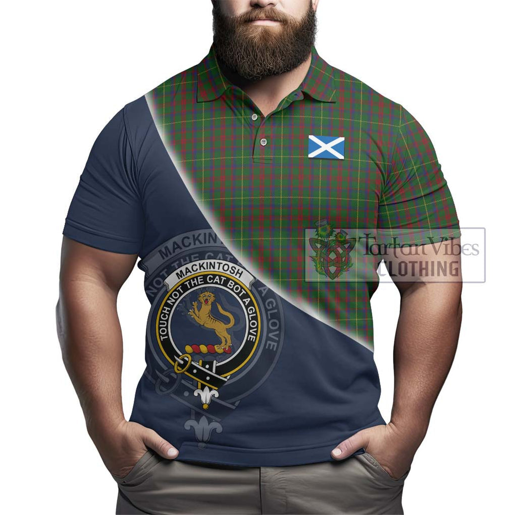 MacKintosh Hunting Tartan Polo Shirt with Personalised National Flag and Family Crest Half Style - Tartanvibesclothing Shop