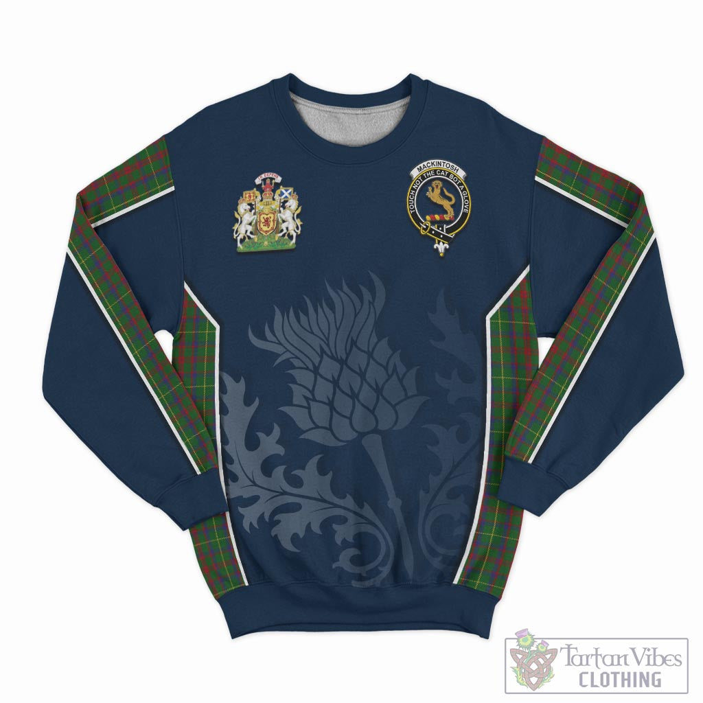 Tartan Vibes Clothing MacKintosh Hunting Tartan Sweatshirt with Family Crest and Scottish Thistle Vibes Sport Style