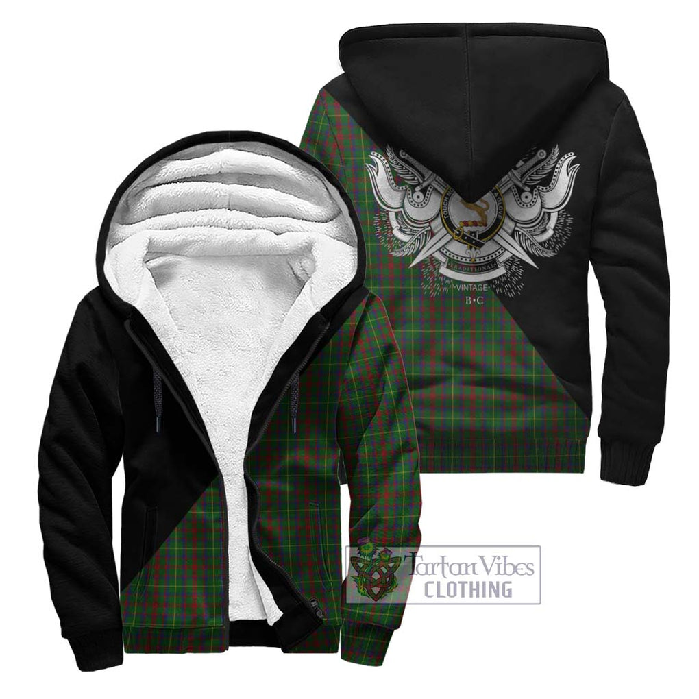 MacKintosh Hunting Tartan Sherpa Hoodie with Family Crest and Military Logo Style Unisex - Tartanvibesclothing Shop