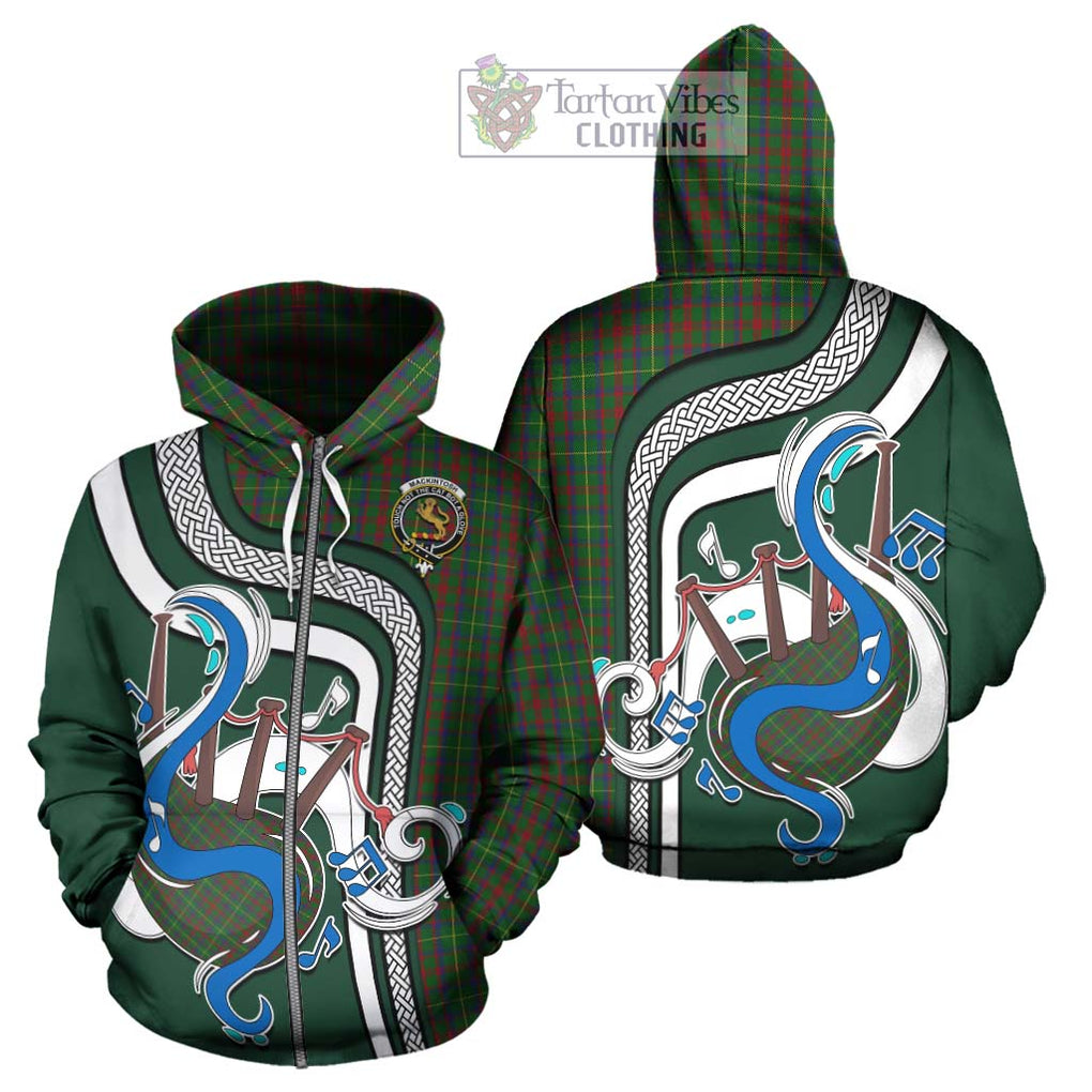 MacKintosh Hunting Tartan Hoodie with Epic Bagpipe Style - Tartanvibesclothing Shop