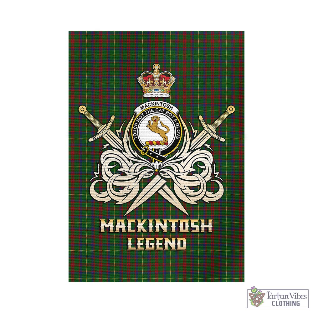 Tartan Vibes Clothing MacKintosh Hunting Tartan Flag with Clan Crest and the Golden Sword of Courageous Legacy