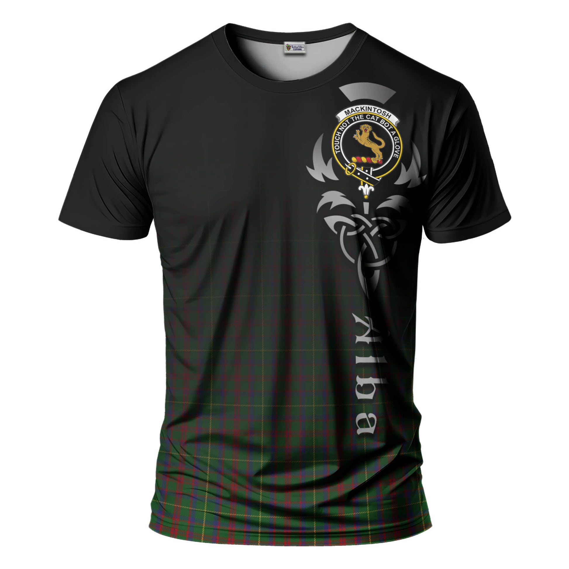 Tartan Vibes Clothing MacKintosh Hunting Tartan T-Shirt Featuring Alba Gu Brath Family Crest Celtic Inspired