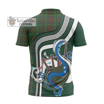 MacKintosh Hunting Tartan Zipper Polo Shirt with Epic Bagpipe Style