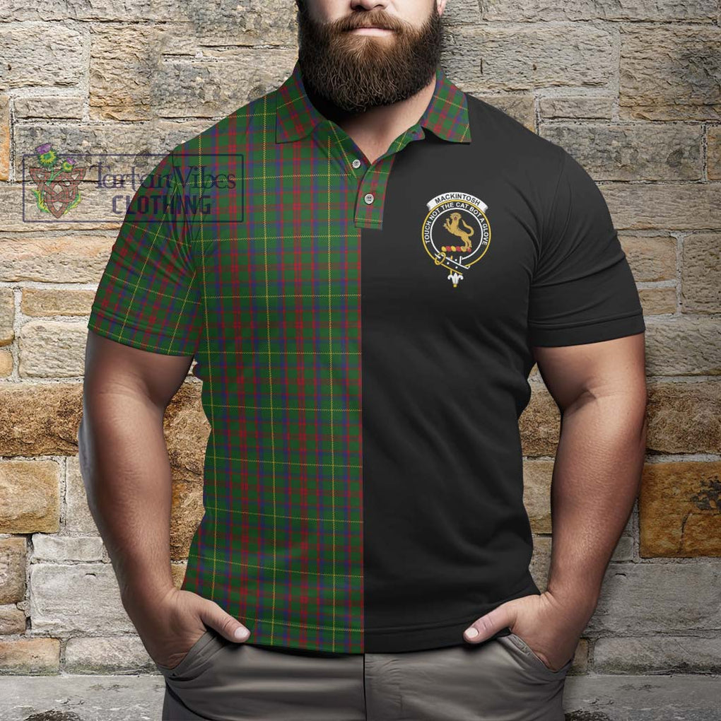 MacKintosh Hunting Tartan Polo Shirt with Family Crest and Half Of Me Style - Tartanvibesclothing Shop