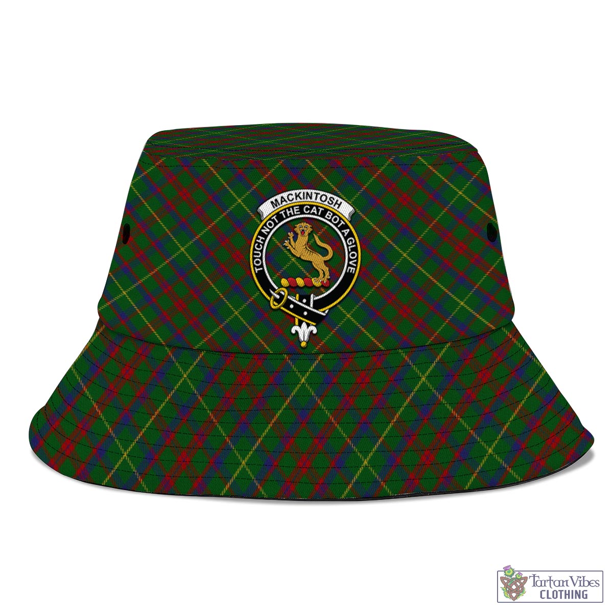 Tartan Vibes Clothing MacKintosh Hunting Tartan Bucket Hat with Family Crest