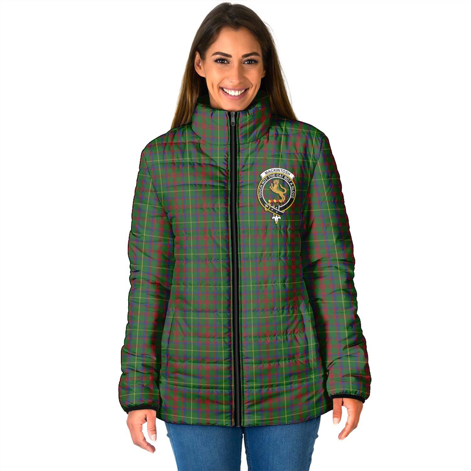 MacKintosh Hunting Tartan Padded Jacket with Family Crest - Tartan Vibes Clothing