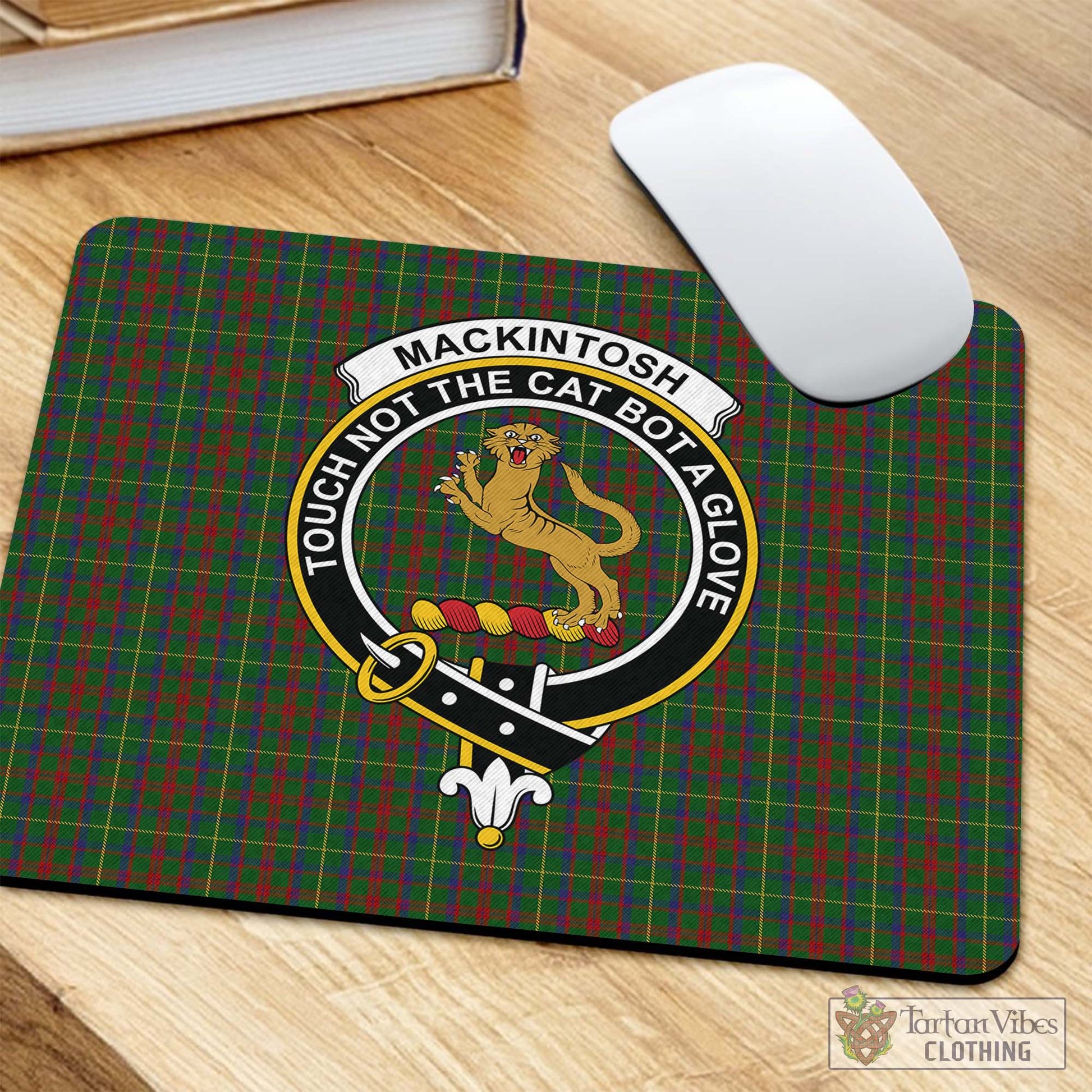 Tartan Vibes Clothing MacKintosh Hunting Tartan Mouse Pad with Family Crest