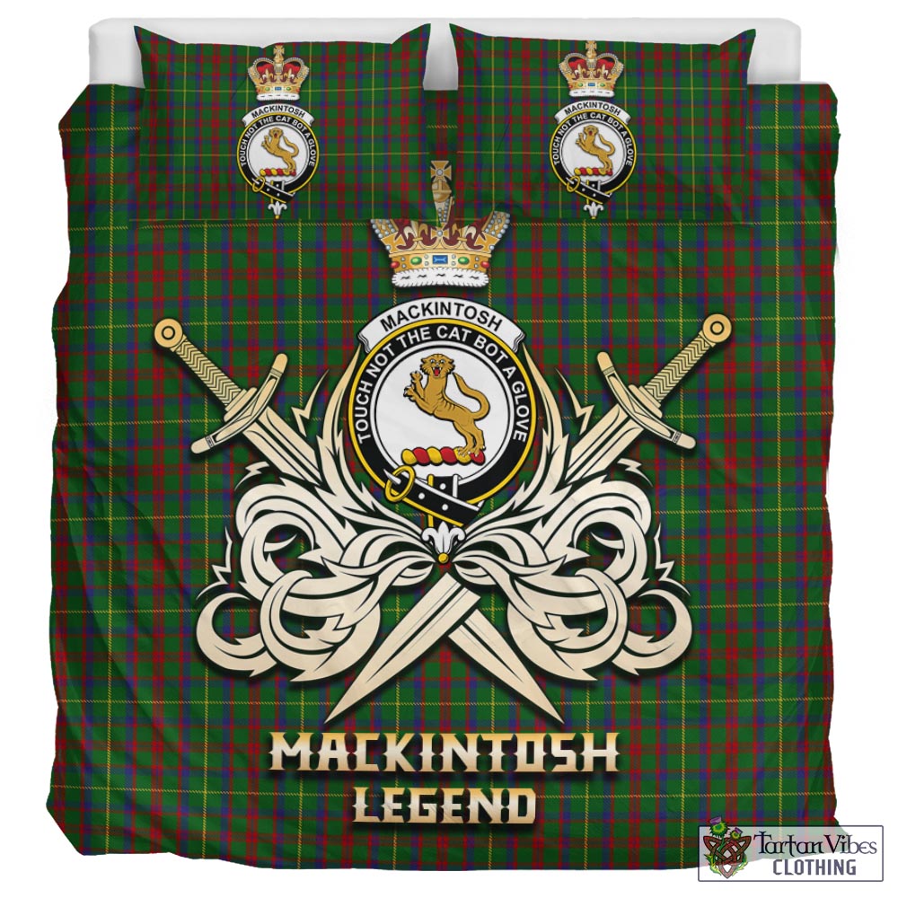 Tartan Vibes Clothing MacKintosh Hunting Tartan Bedding Set with Clan Crest and the Golden Sword of Courageous Legacy