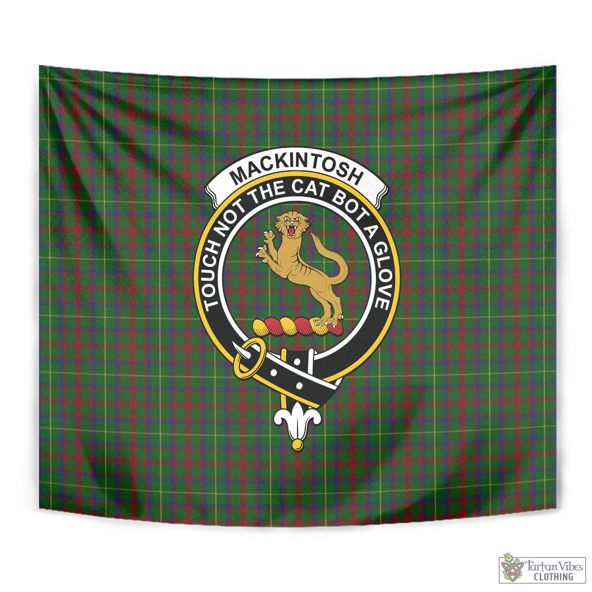 Tartan Vibes Clothing MacKintosh Hunting Tartan Tapestry Wall Hanging and Home Decor for Room with Family Crest