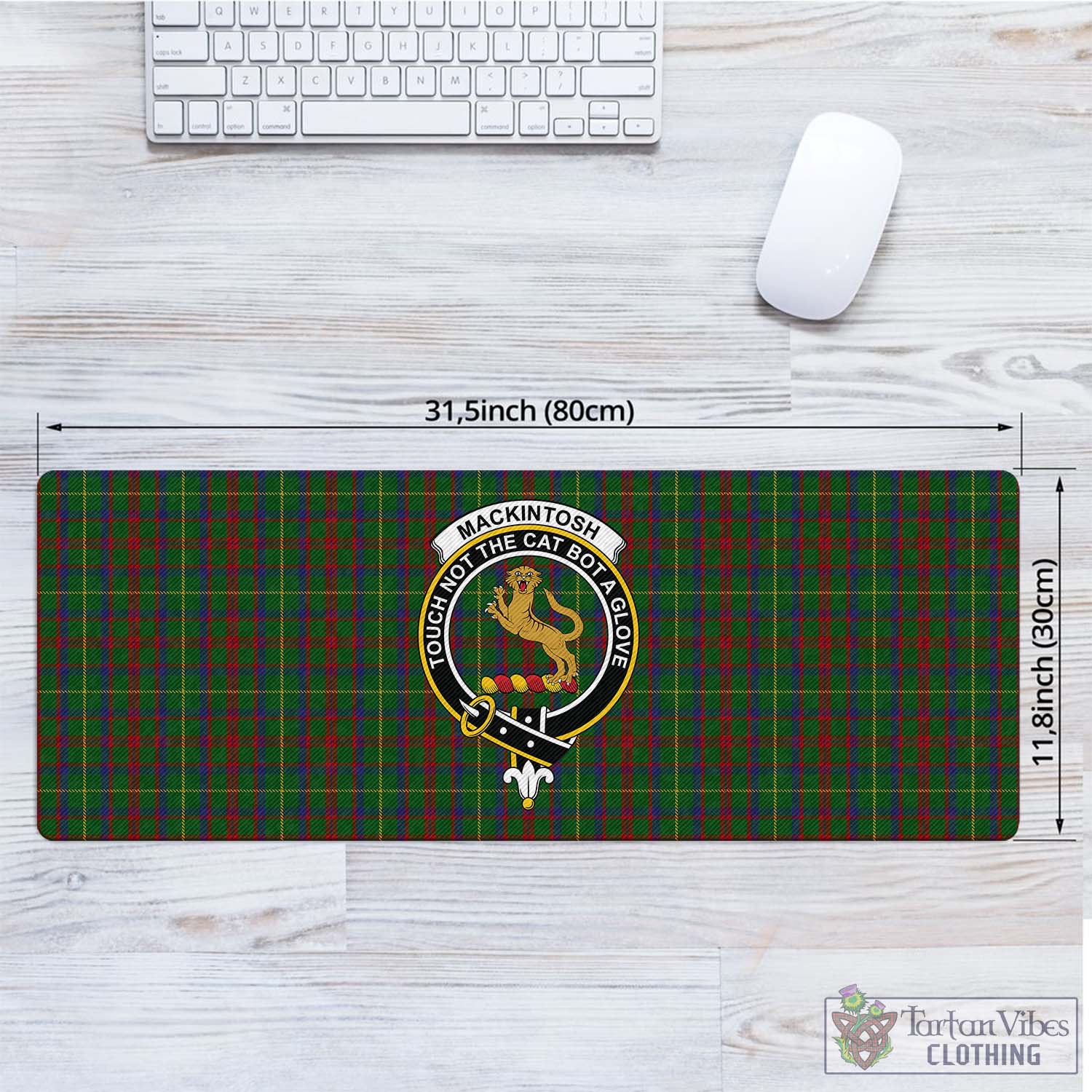 Tartan Vibes Clothing MacKintosh Hunting Tartan Mouse Pad with Family Crest