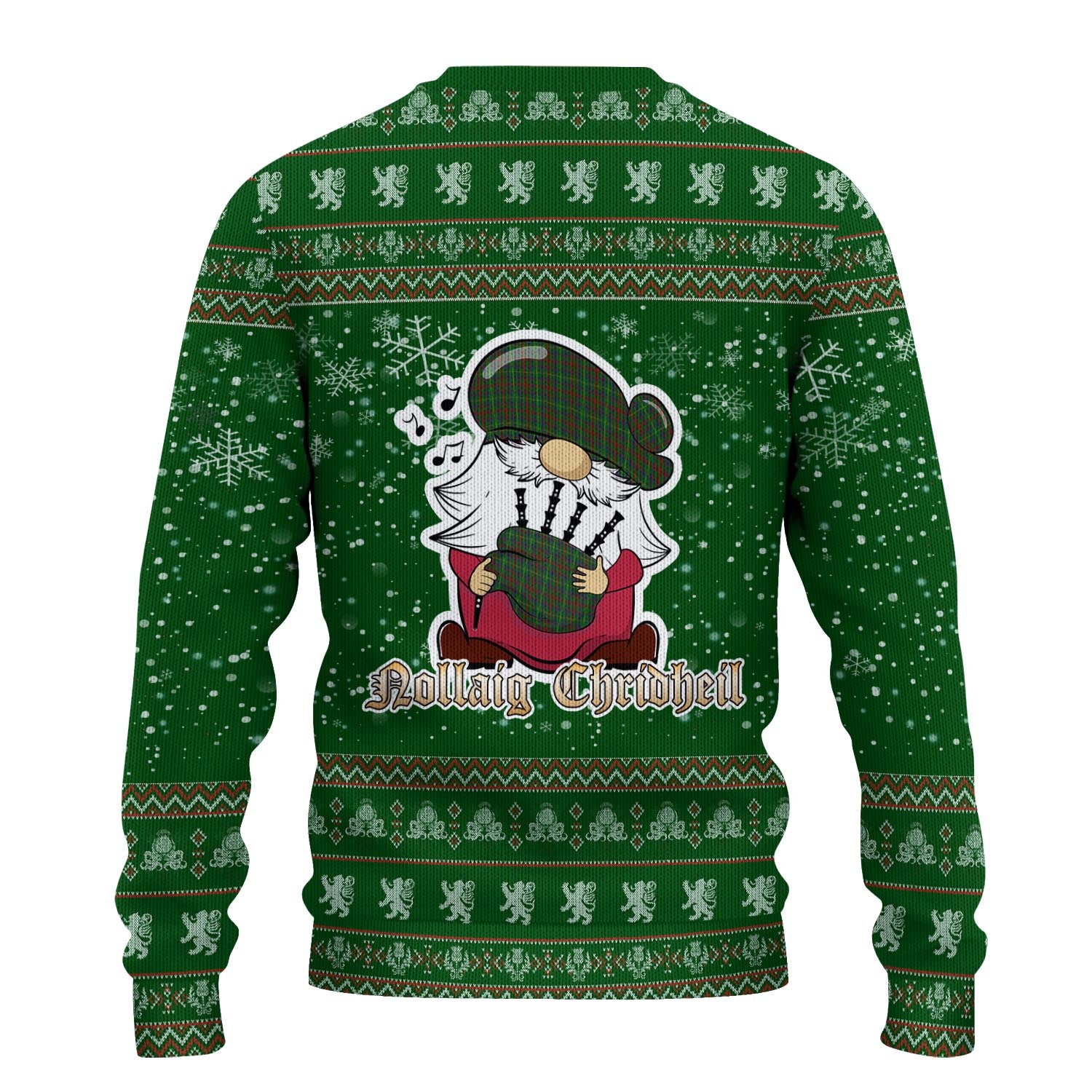 MacKintosh Hunting Clan Christmas Family Knitted Sweater with Funny Gnome Playing Bagpipes - Tartanvibesclothing