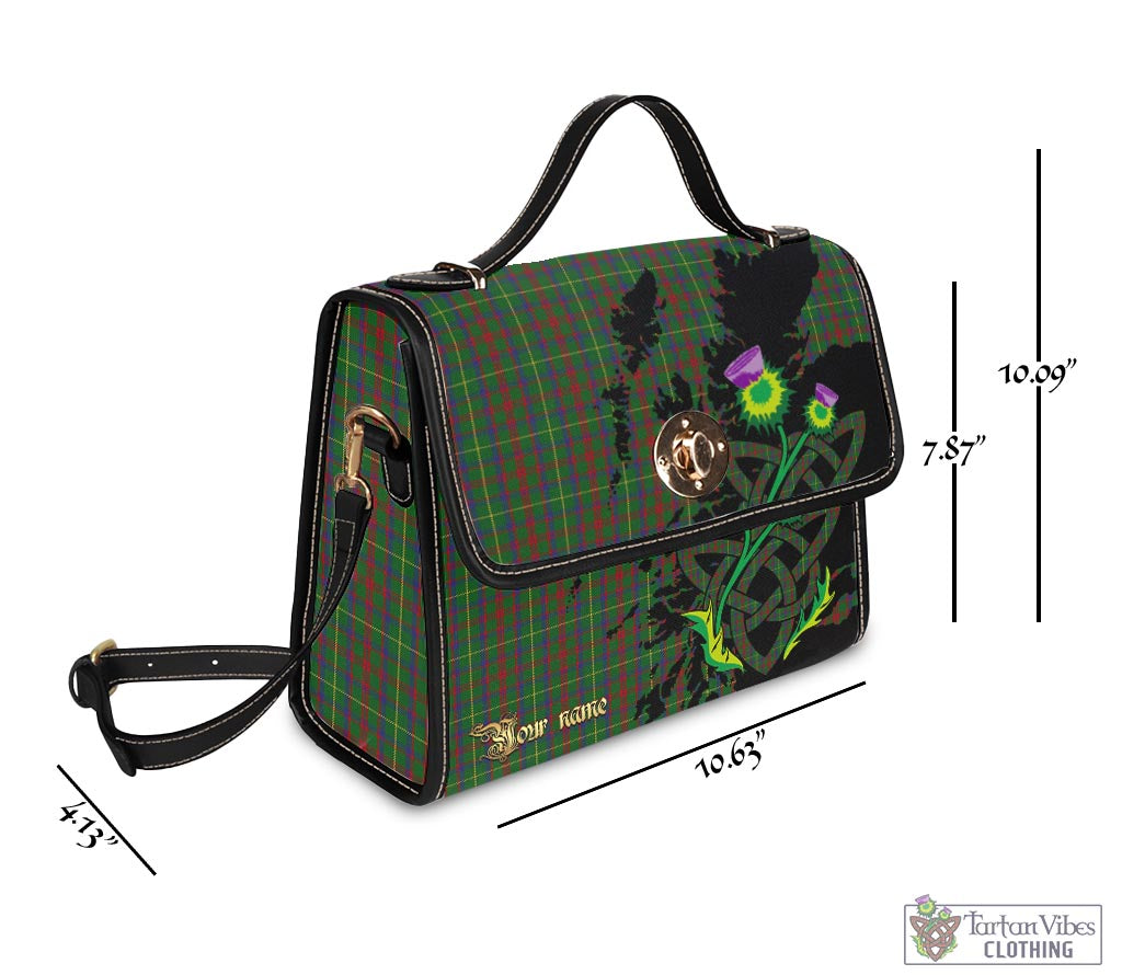 Tartan Vibes Clothing MacKintosh Hunting Tartan Waterproof Canvas Bag with Scotland Map and Thistle Celtic Accents