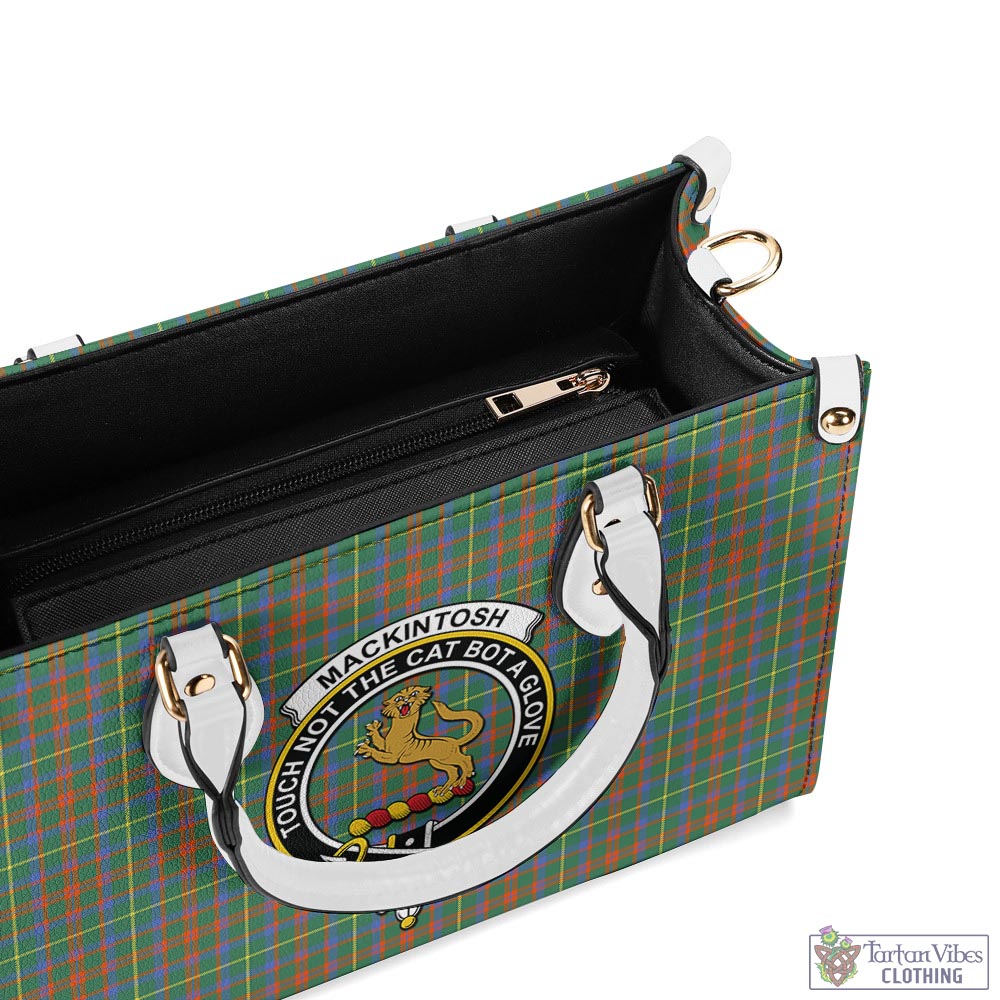 Tartan Vibes Clothing MacKintosh Hunting Ancient Tartan Luxury Leather Handbags with Family Crest