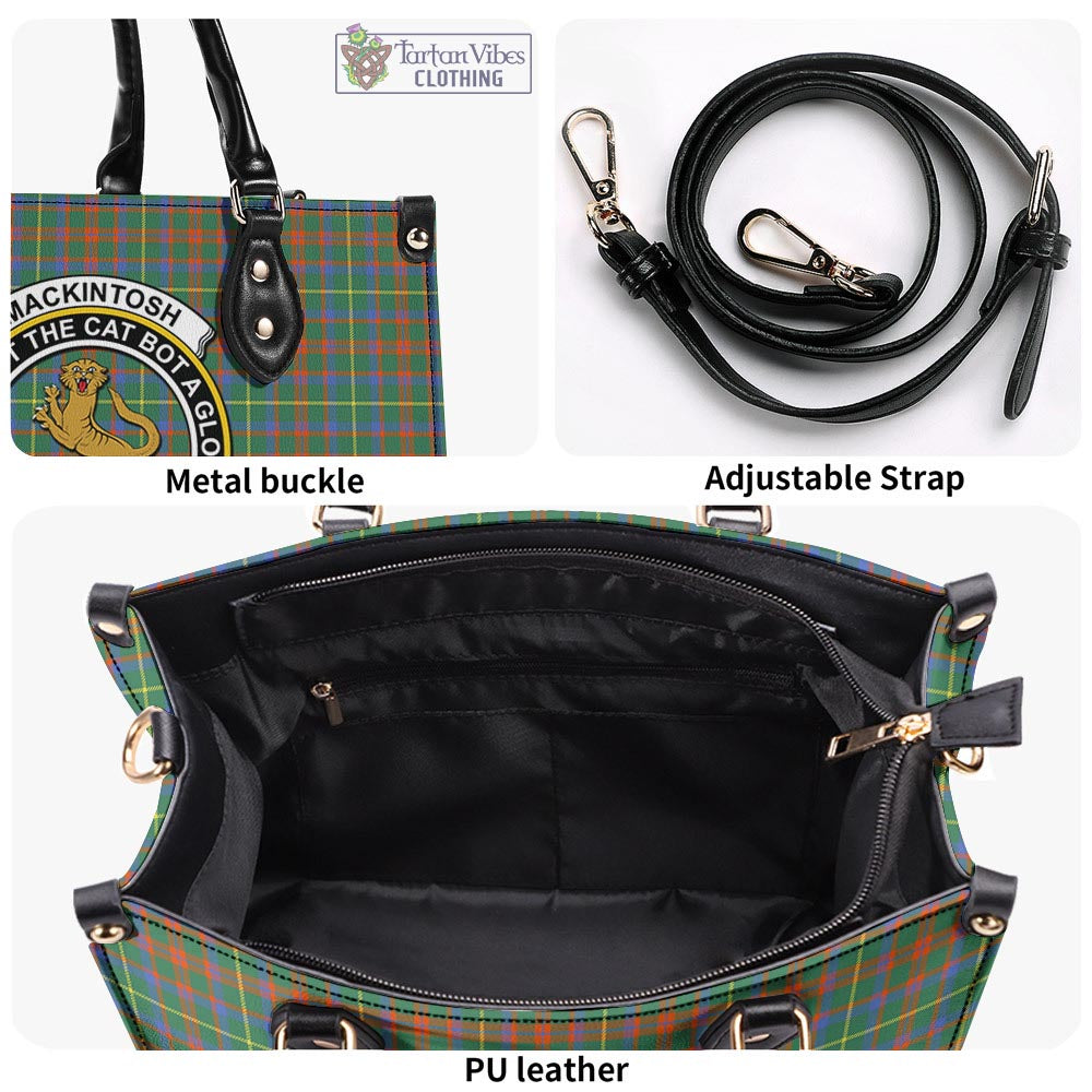 Tartan Vibes Clothing MacKintosh Hunting Ancient Tartan Luxury Leather Handbags with Family Crest