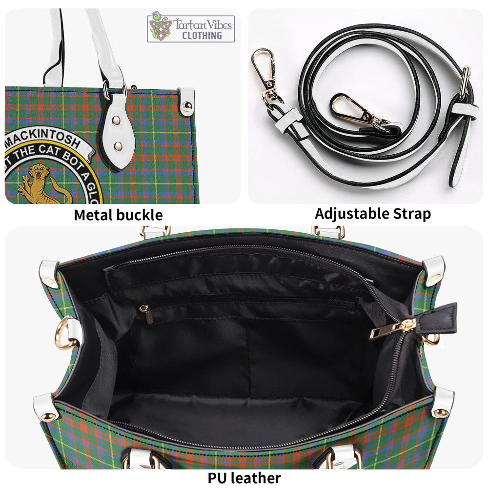 Tartan Vibes Clothing MacKintosh Hunting Ancient Tartan Luxury Leather Handbags with Family Crest