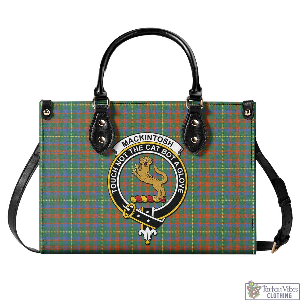 Tartan Vibes Clothing MacKintosh Hunting Ancient Tartan Luxury Leather Handbags with Family Crest