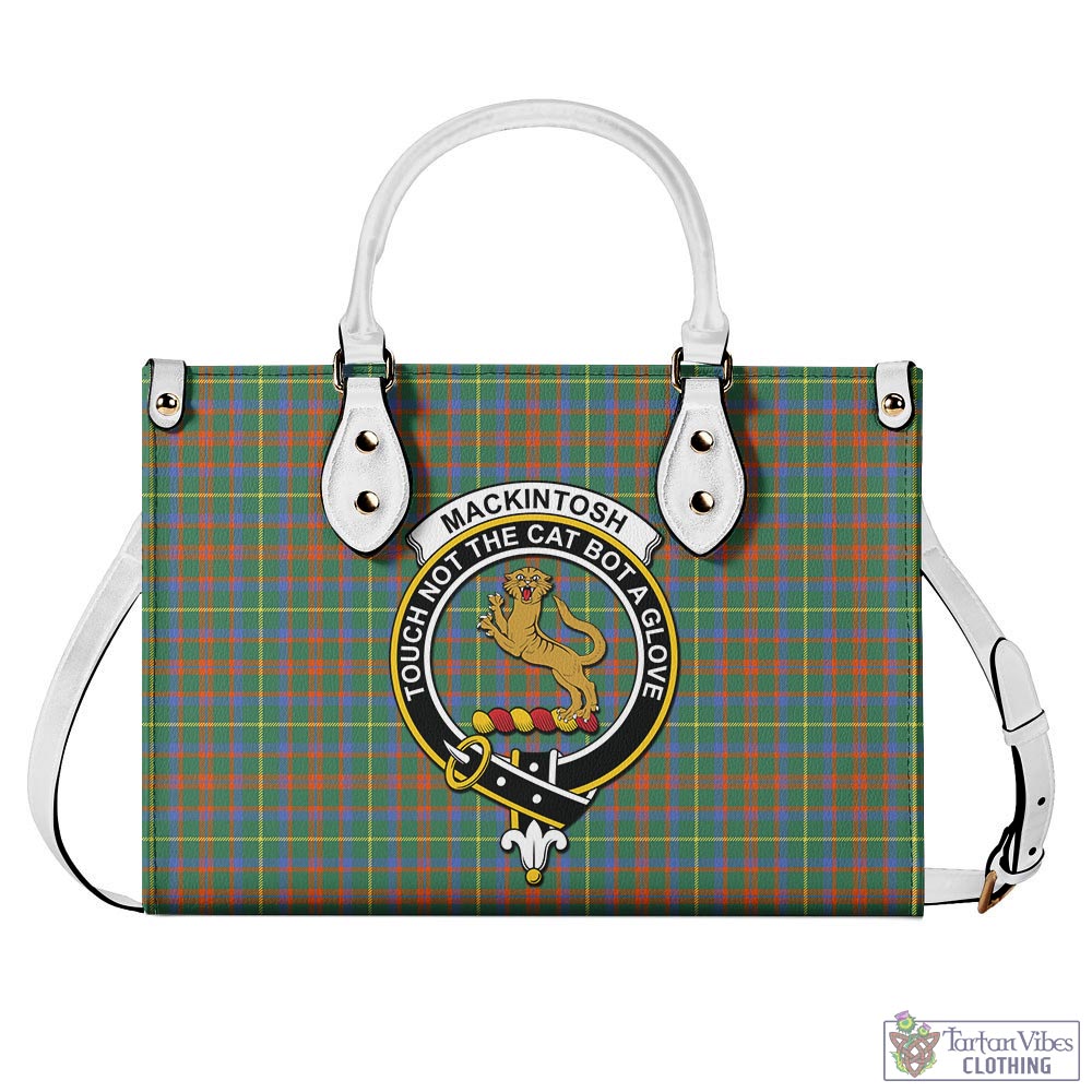 Tartan Vibes Clothing MacKintosh Hunting Ancient Tartan Luxury Leather Handbags with Family Crest