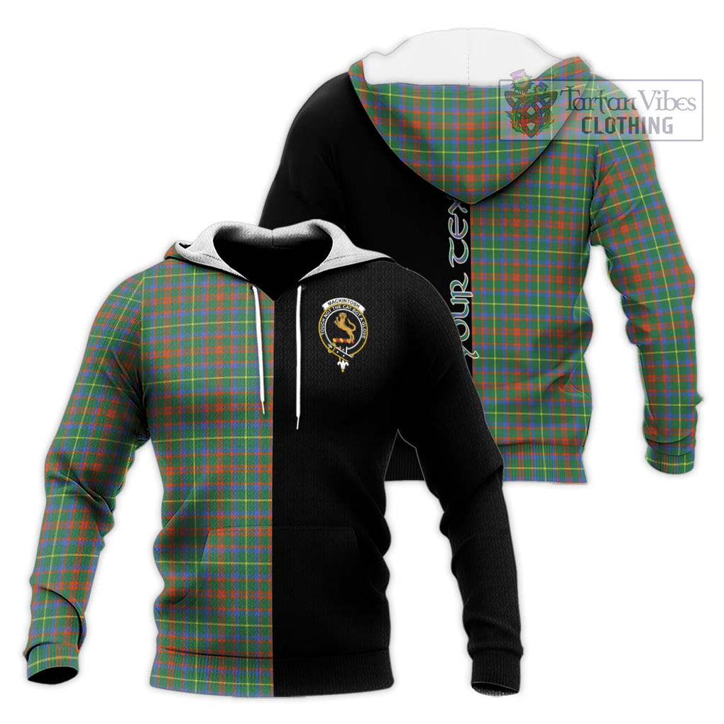 MacKintosh Hunting Ancient Tartan Knitted Hoodie with Family Crest and Half Of Me Style Unisex Knitted Pullover Hoodie - Tartanvibesclothing Shop