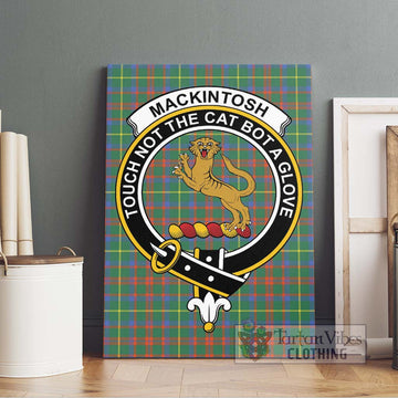 MacKintosh Hunting Ancient Tartan Canvas Print Wall Art with Family Crest