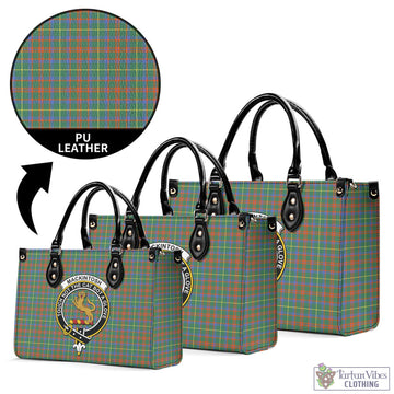 MacKintosh Hunting Ancient Tartan Luxury Leather Handbags with Family Crest