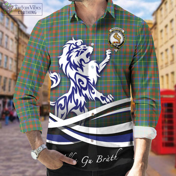 MacKintosh Hunting Ancient Tartan Long Sleeve Button Up Shirt with Alba Gu Brath Regal Lion Emblem